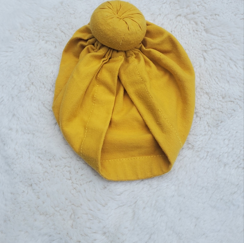 Yellow Kids Turban Hat Size 6-12m